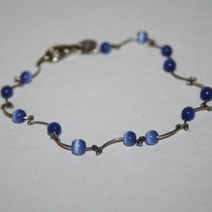 🔵 Beautiful Silver + Blue Cat’s Eye Bracelet · 7"